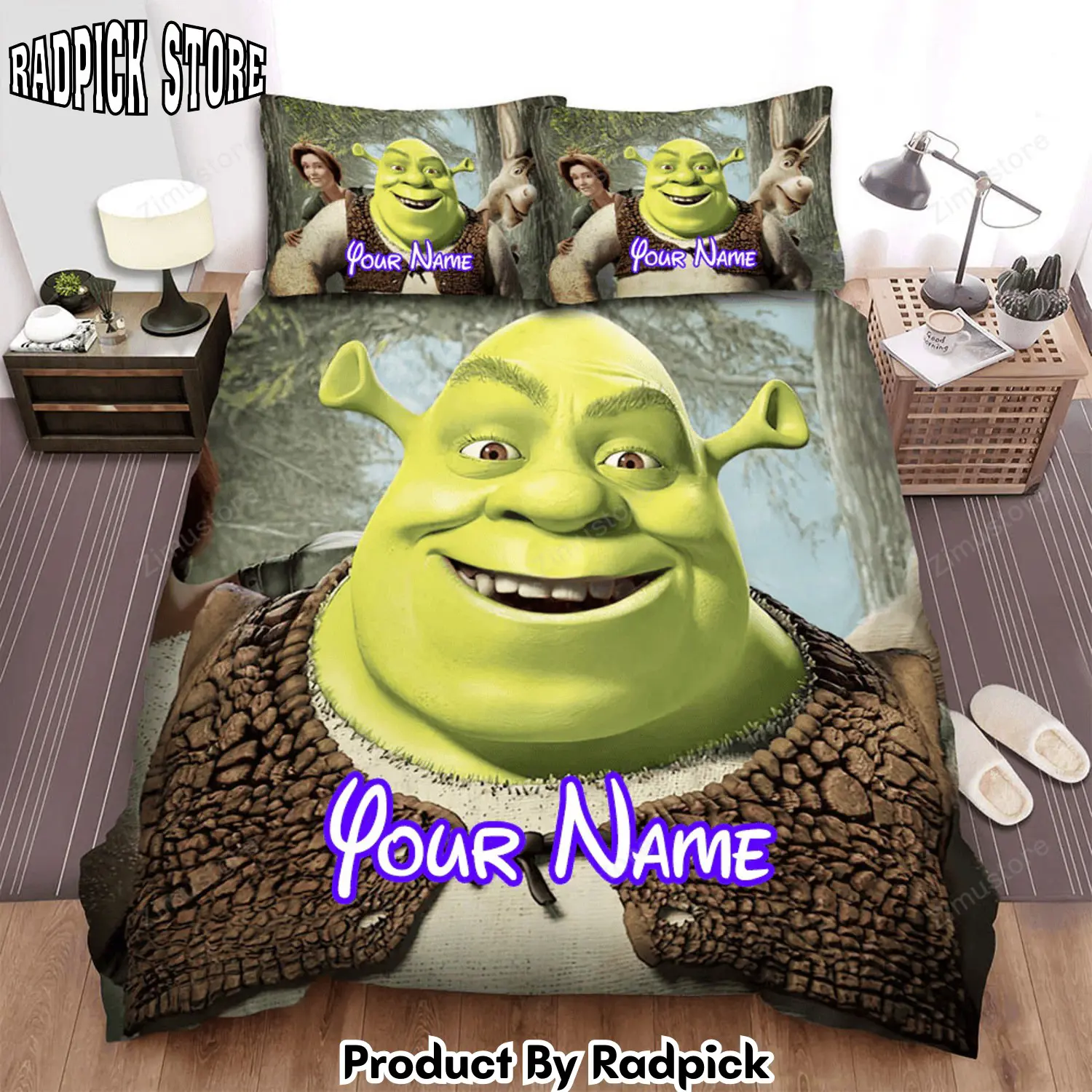 Radpick shrek movie happy face bed sheets spread comforter duvet cover personalized name bedding sets rp3272324